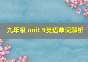 九年级 unit 9英语单词解析